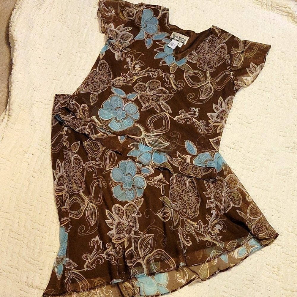 Vintage Sheri Martin 2 piece shirt and skirt set